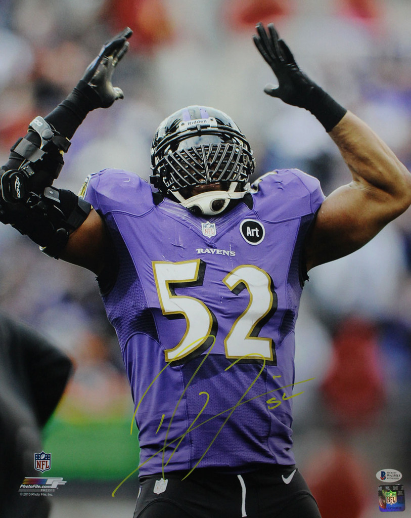 Ray Lewis Autographed/Signed Baltimore Ravens 16x20 Photo BAS PF