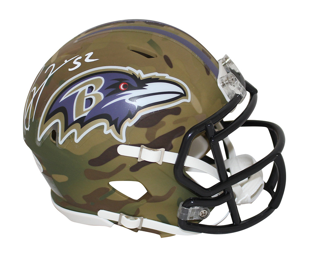 Ray Lewis Autographed/Signed Baltimore Ravens Camo Mini Helmet BAS