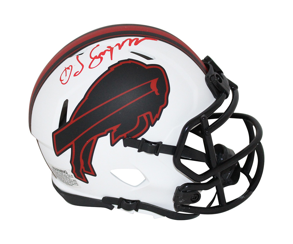 O.J. Simpson Autographed/Signed Buffalo Bills Lunar Mini Helmet JSA