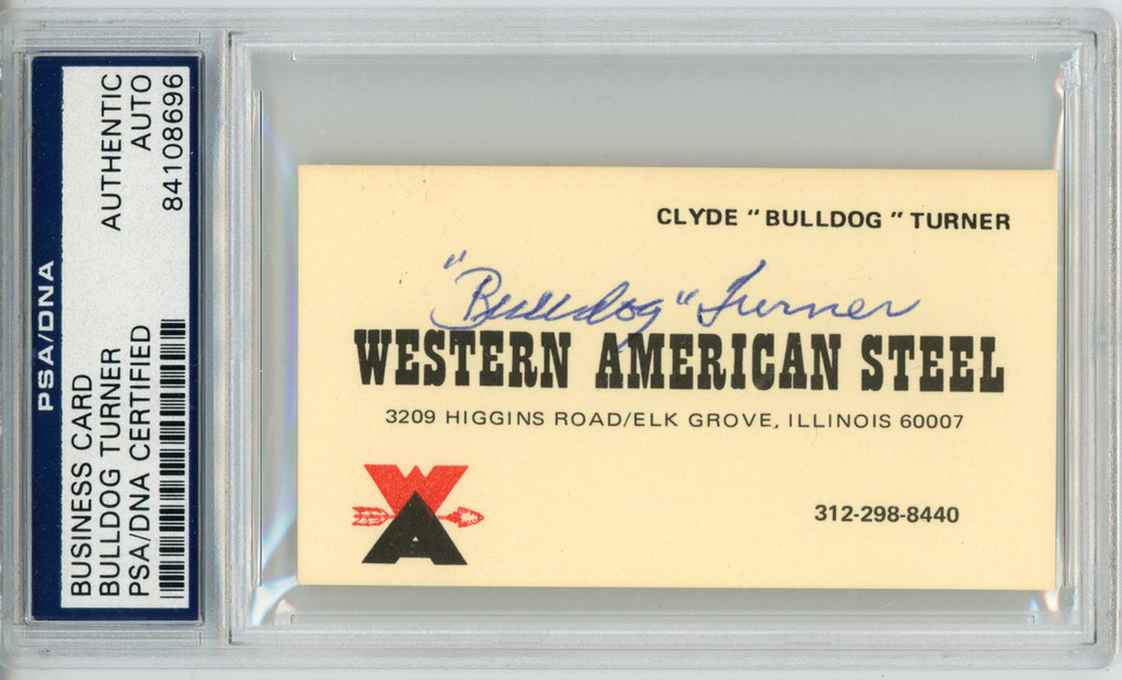 Bulldog Turner Autographed Western American Steel Business Card PSA Slab