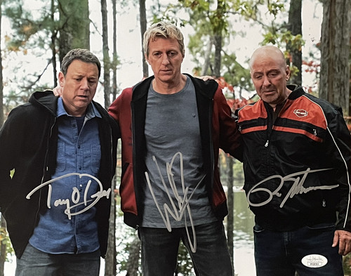 William Zabka Tony O'Dell Ron Thomas Autographed Cobra Kai 11x14 Photo JSA 46999