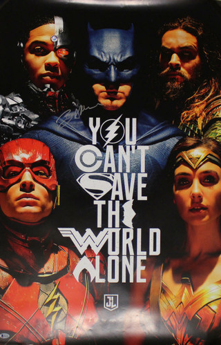 Ben Affleck Autographed Batman Justice league Movie Poster BAS