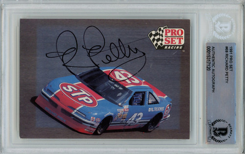 Richard Petty Signed 1991 Pro Set #68 Trading Card BAS Slab