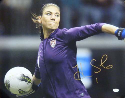 Hope Solo Autographed Team USA Throwing 16x20 Photo JSA