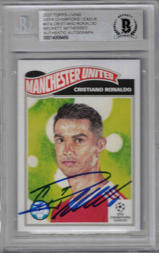 Cristiano Ronaldo Signed 2021 Topps UEFA Living Legends #374 Card BAS Slab