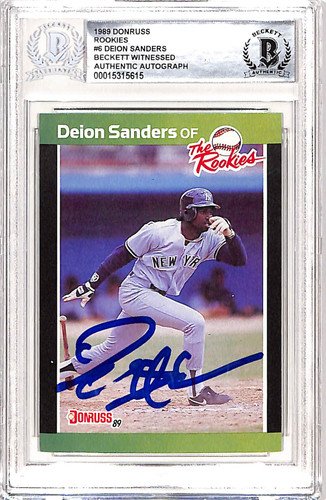Deion Sanders Signed 1989 Donruss #6 Trading Card Beckett