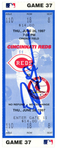Deion Sanders Signed Cincinnati Reds 6/26/1997 vs Cardinals Ticket BAS