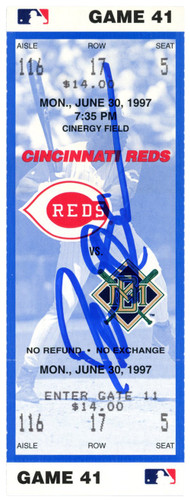 Deion Sanders Signed Cincinnati Reds 6/30/1997 vs Brewers Ticket BAS