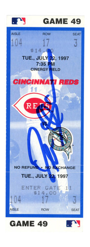 Deion Sanders Signed Cincinnati Reds 7/22/1997 vs Marlins Ticket BAS