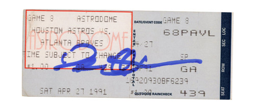 Deion Sanders Signed Atlanta Braves 4/27/1991 @ Astros Ticket BAS