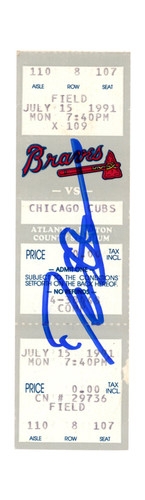 Deion Sanders Signed Atlanta Braves 7/15/1991 vs Cubs Full Ticket BAS