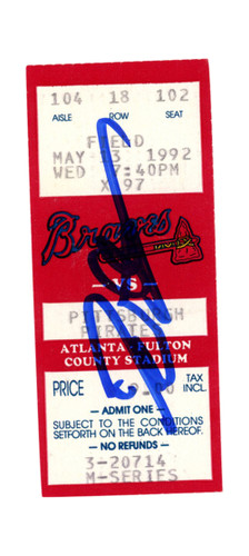 Deion Sanders Signed Atlanta Braves 5/13/1992 vs Pirates Ticket BAS