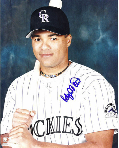 Edgard Clemente Autographed Colorado Rockies 8x10 Photo White Jersey