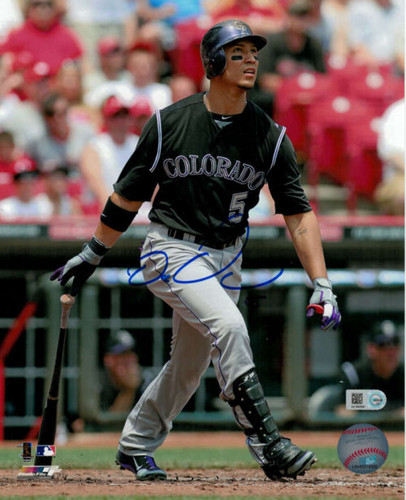 Carlos Gonzalez Autographed Colorado Rockies 8x10 photo (Hitting Vertical) MLB