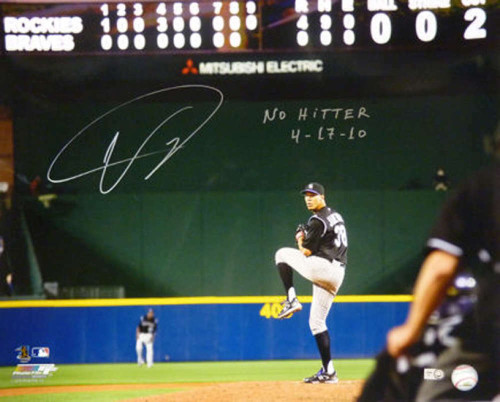 Ubaldo Jimenez Autographed Colorado Rockies 16x20 Photo w/No Hitter Insc