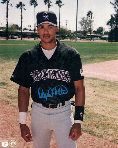 Edgard Clemente Autographed Colorado Rockies 8x10 Photo Black Jersey