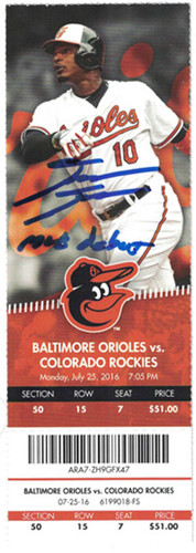 David Dahl Autographed Colorado Rockies Ticket Stub MLB Debut JSA