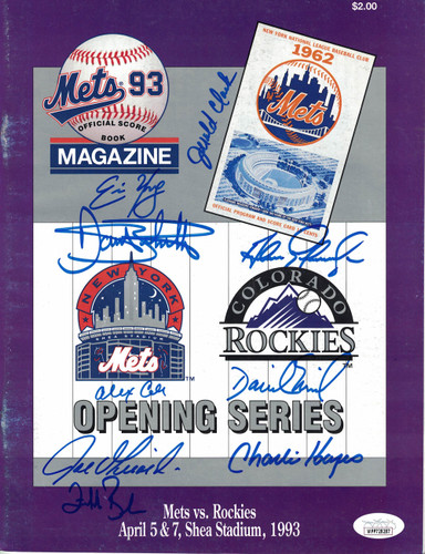 1993 Colorado Rockies Team Signed Opening Day Program vs Mets 9 Sigs JSA