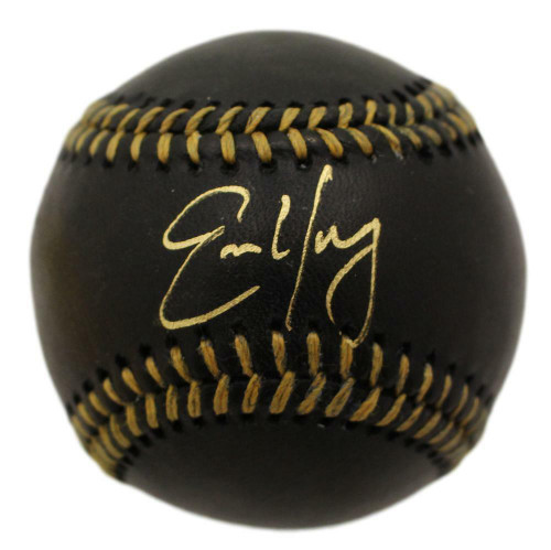Eric Young Autographed Colorado Rockies OML Black Baseball JSA