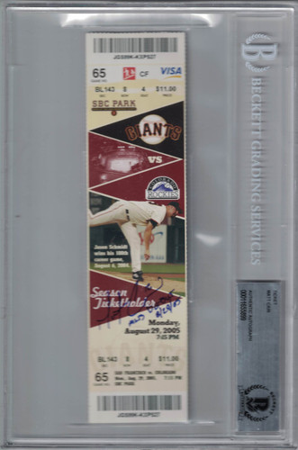 Matt Cain Autographed San Francisco Giants Ticket MLB Debut BAS Slab