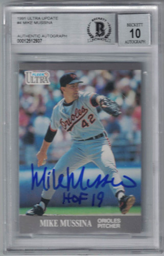Mike Mussina Signed Baltimore Orioles 1991 Fleer Ultra Trading Card BAS 10