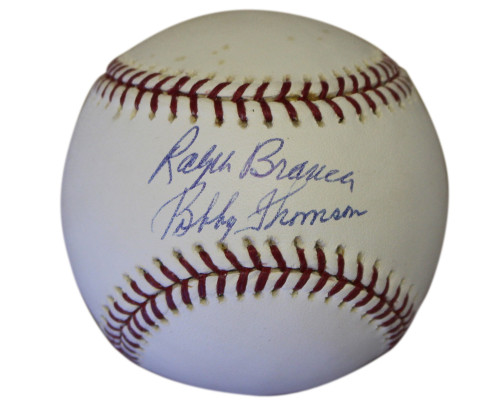 Bobby Thomson & Ralph Branca Autographed/Signed OML Baseball MLB