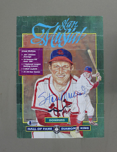 Stan Musial Autographed/Signed St Louis Cardinals 1988 Donruss Puzzle BAS