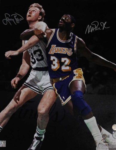 Larry Bird & Magic Johnson Autographed Lakers/Celtics 16x20 Photo BAS
