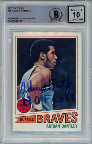 Adrian Dantley Signed 1977 Topps #56 Rookie Card w/HOF Beckett Slab