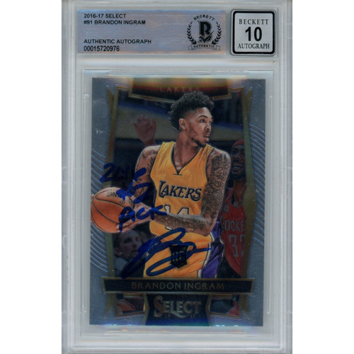 Brandon Ingram Autographed 2016 Select #91 Trading Card no. 2 pick Beckett 46678