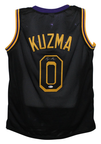 Kyle Kuzma Autographed/Signed Pro Style Black XL Jersey BAS