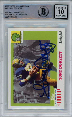 Tony Dorsett Signed 2005 Topps All American Trading Card Beckett 10 Slab