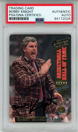 Bobby Knight Autographed 1993 Action Packed #15 Trading Card PSA Slab