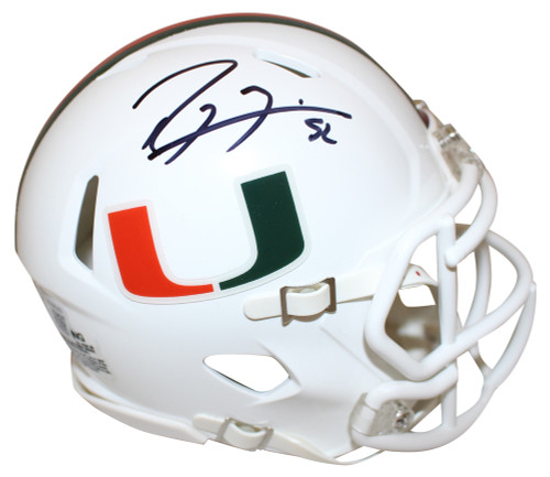 Ray Lewis Autographed Miami Hurricanes Speed Mini Helmet Beckett