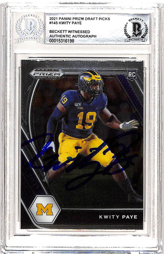 Kwity Paye Autographed Prizm 2021 Draft Picks #145 Card Slabbed Beckett
