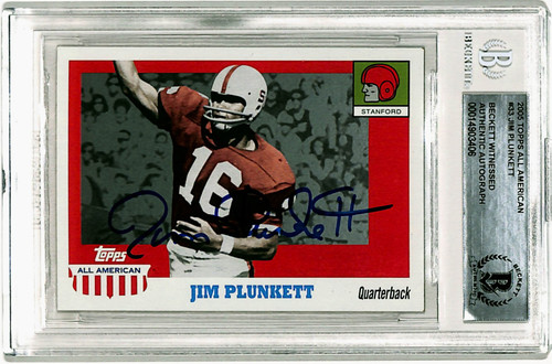 Jim Plunkett Signed 2005 Topps All American Trading Card Beckett Slab