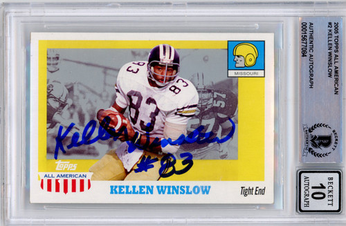 Kellen Winslow Signed 2005 Topps American #2 (Grade 10) Slabbed BAS