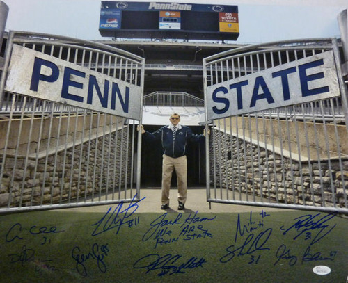 Penn State 16x20 Photo Autographed by 10 Ham Conlan Poz Collins Mauti Buttle Lee Lavar Cap DJ