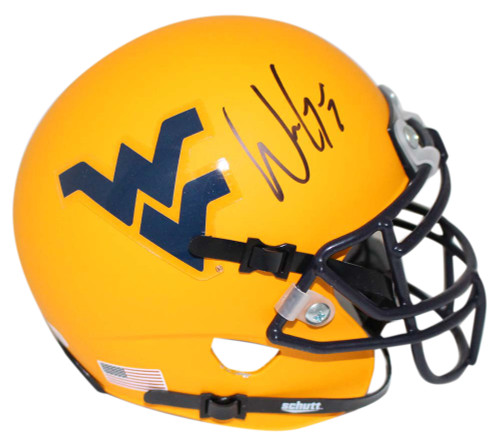 Will Grier Signed West Virginia Mountaineers Gold Mini Helmet BAS