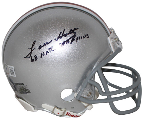 Lou Holtz Autographed Ohio State Buckeyes Mini Helmet 68 Champs BAS