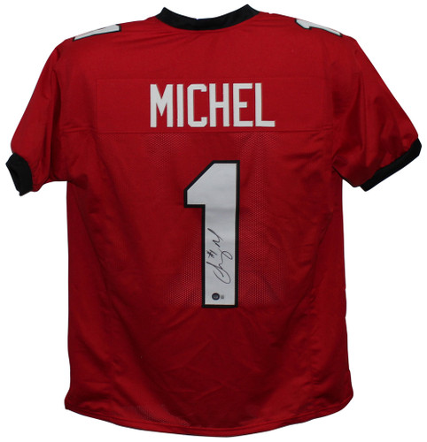 Sony Michel Autographed/Signed College Style Red XL Jersey BAS