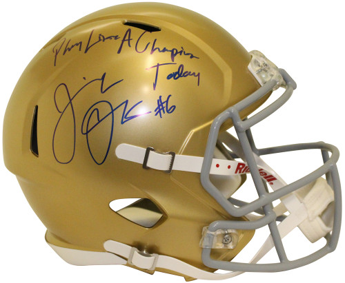 Jeremiah Owusu-Koramoah Signed Notre Dame F/S Speed Helmet BAS