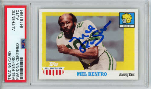 Mel Renfro Autographed 2005 Topps All American Trading Card PSA Slab