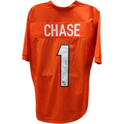 Ja'Marr Chase Autographed/Signed Pro Style Orange XL Jersey Beckett