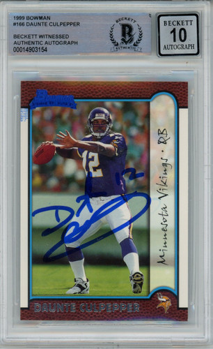 Daunte Culpepper Signed Vikings 1999 Bowman #166 Auto 10