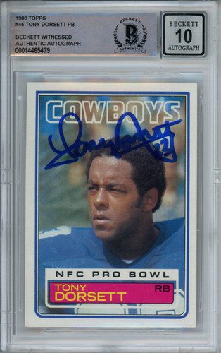 Tony Dorsett Autographed 1983 Topps #46 Trading Card Beckett 10 Slab