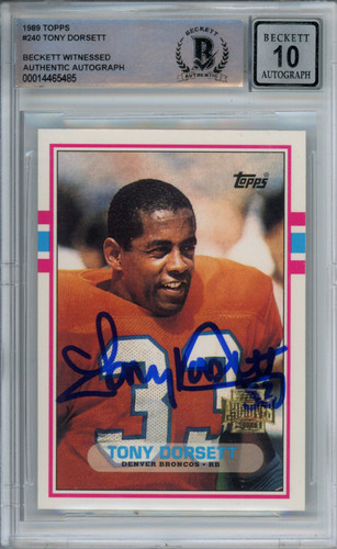 Tony Dorsett Autographed 2001 Topps Archives #240 Trading Card BAS 10 Slab