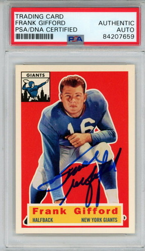 Frank Gifford Signed 1956 Topps #53 Trading Card PSA Slab