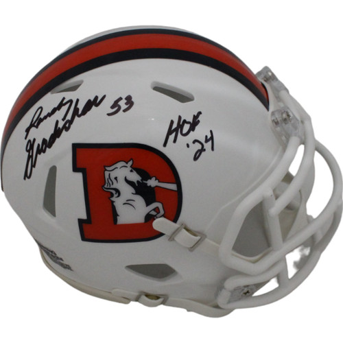 Randy Gradishar Signed Denver Broncos 22 White Alt Mini Helmet Beckett
