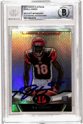 AJ Green Autographed 2011 Topps Platinum #13 Rookie Card Beckett Slab
